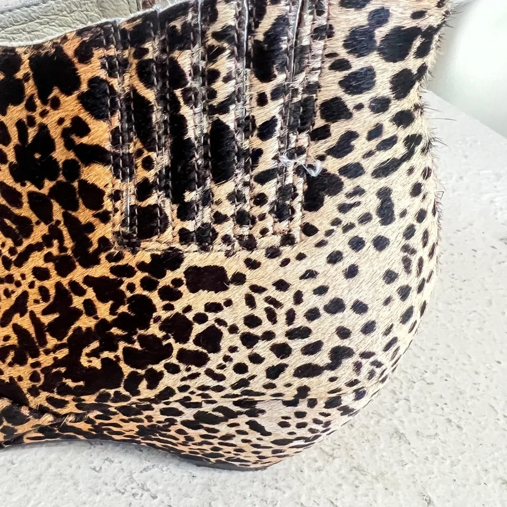 Matisse‎ Nugent Wedge Leopard Real Calf Hair Leather Ankle Boots Booties Sz 6.5